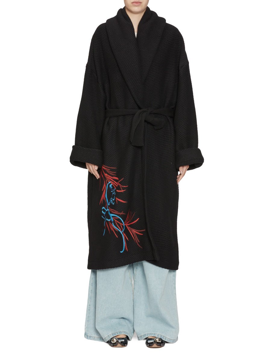 cappotto ricamo floreale nero - stella jean - cappotto