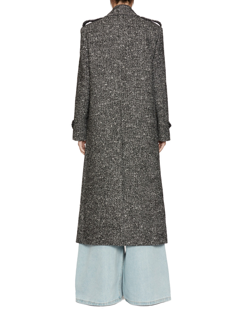 cappotto taglio militare bianco nero - blufrida - cappotto