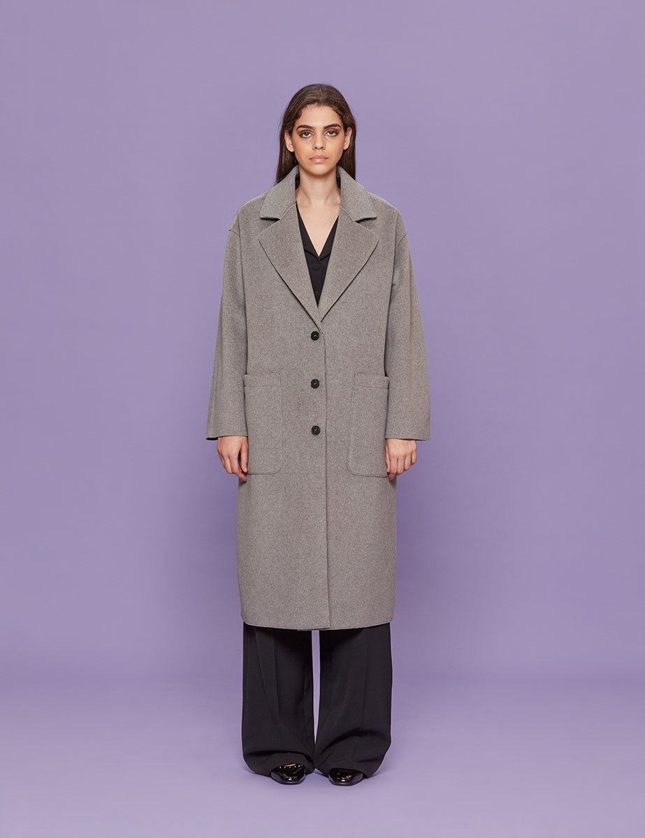 cappotto taglio vivo grigio chiaro - blufrida - cappotto