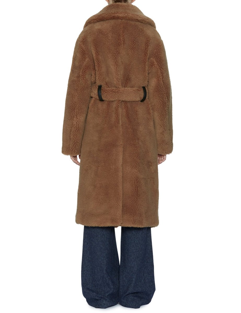 cappotto teddy cintura tobacco brown - molliolli - cappotto