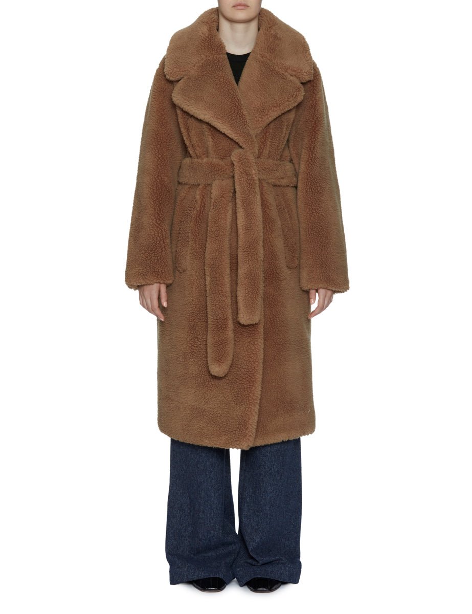 cappotto teddy cintura tobacco brown - molliolli - cappotto