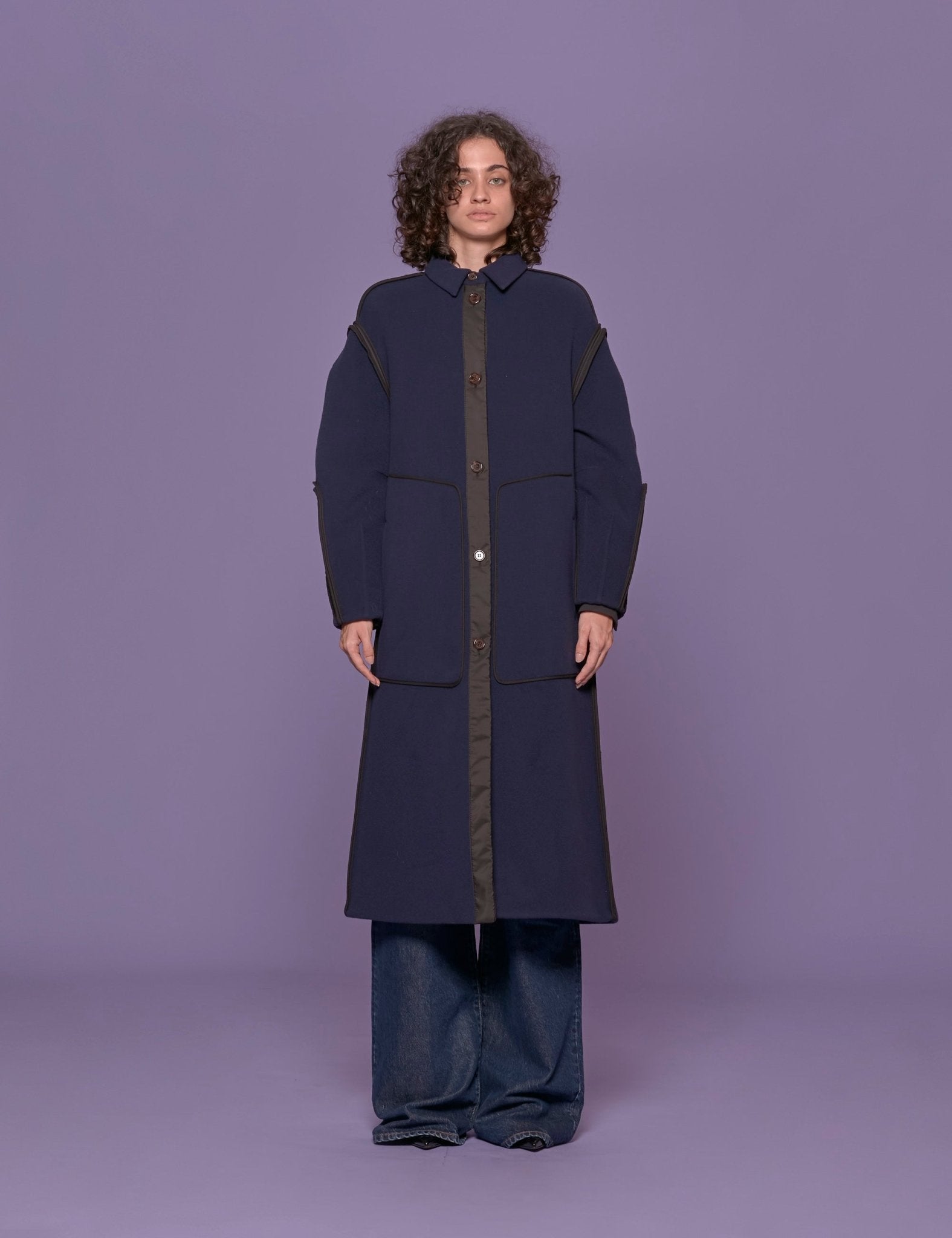 cappotto velour blu - Frida SRL