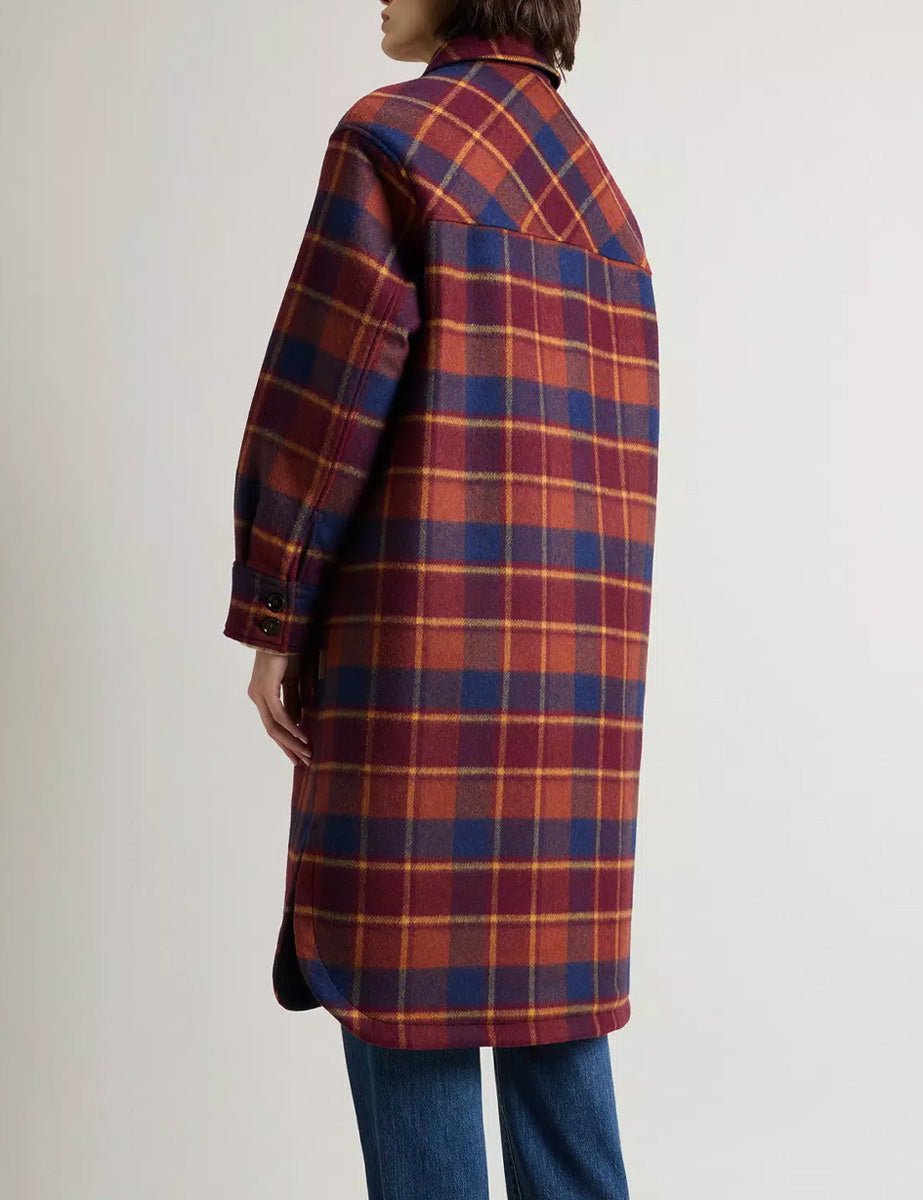 cappotto wool overcoat syrah check - Frida SRL