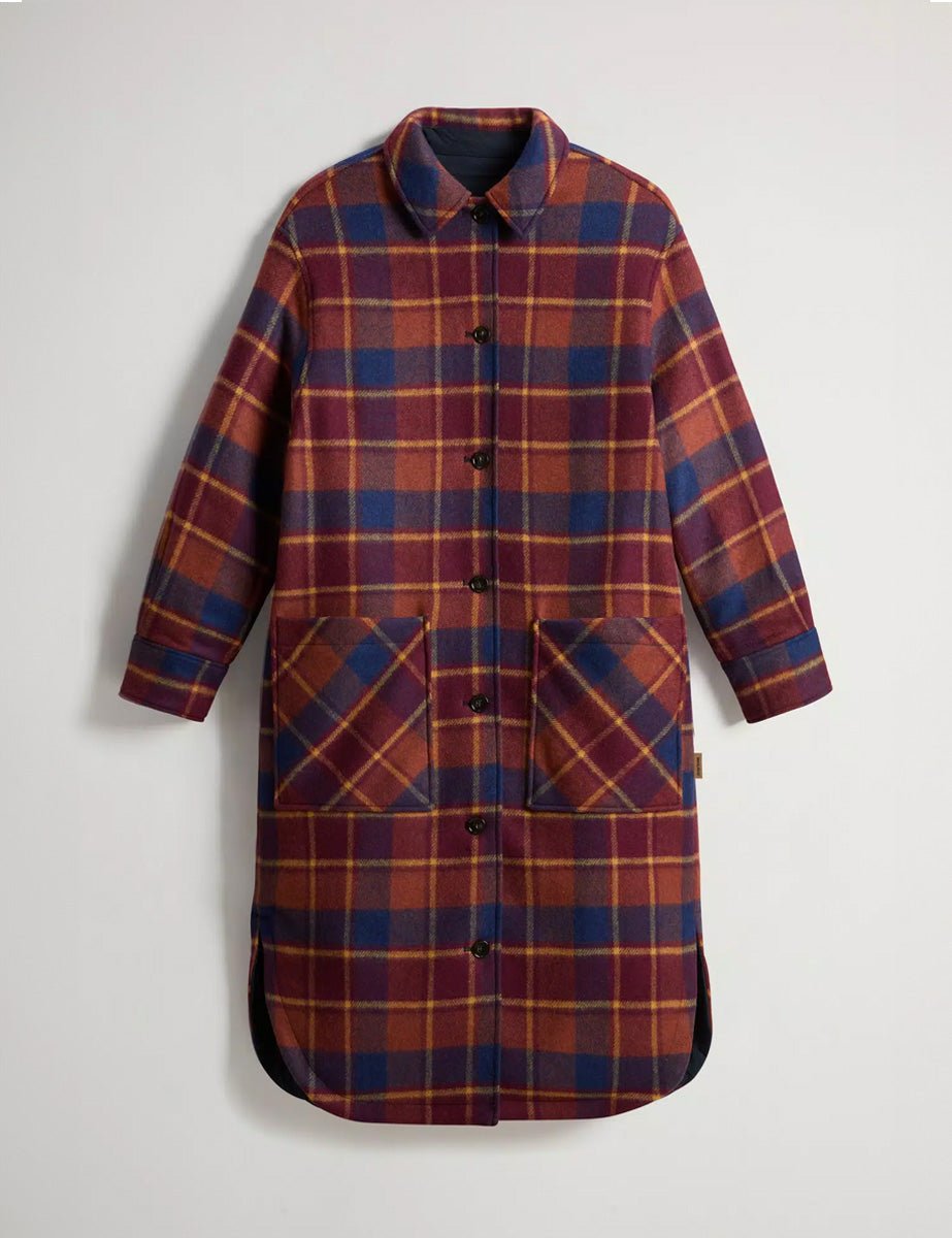 cappotto wool overcoat syrah check - Frida SRL