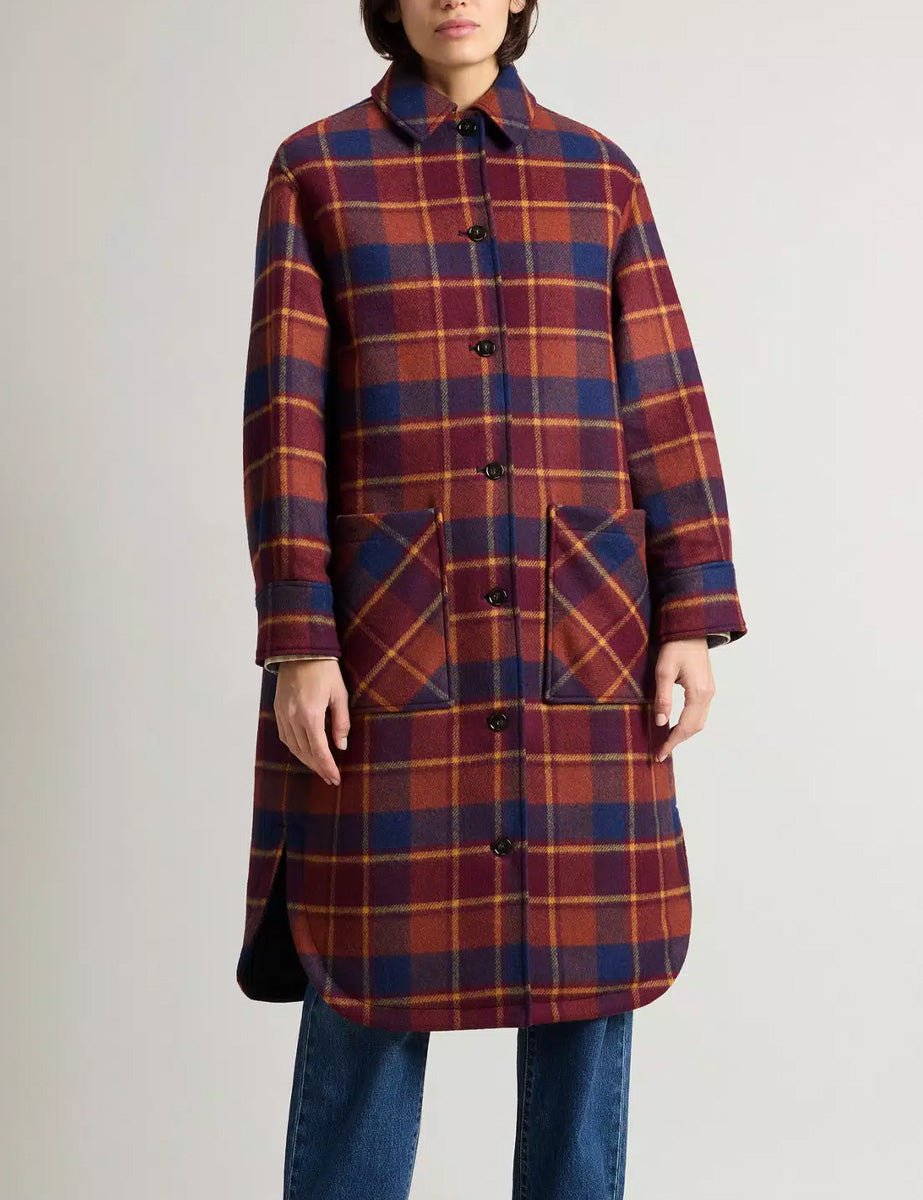 cappotto wool overcoat syrah check - Frida SRL