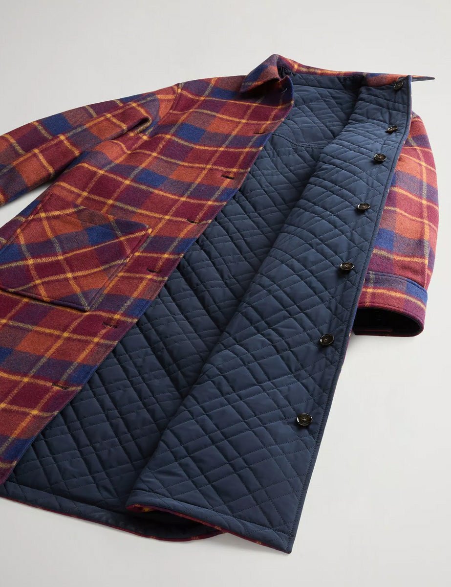 cappotto wool overcoat syrah check - Frida SRL