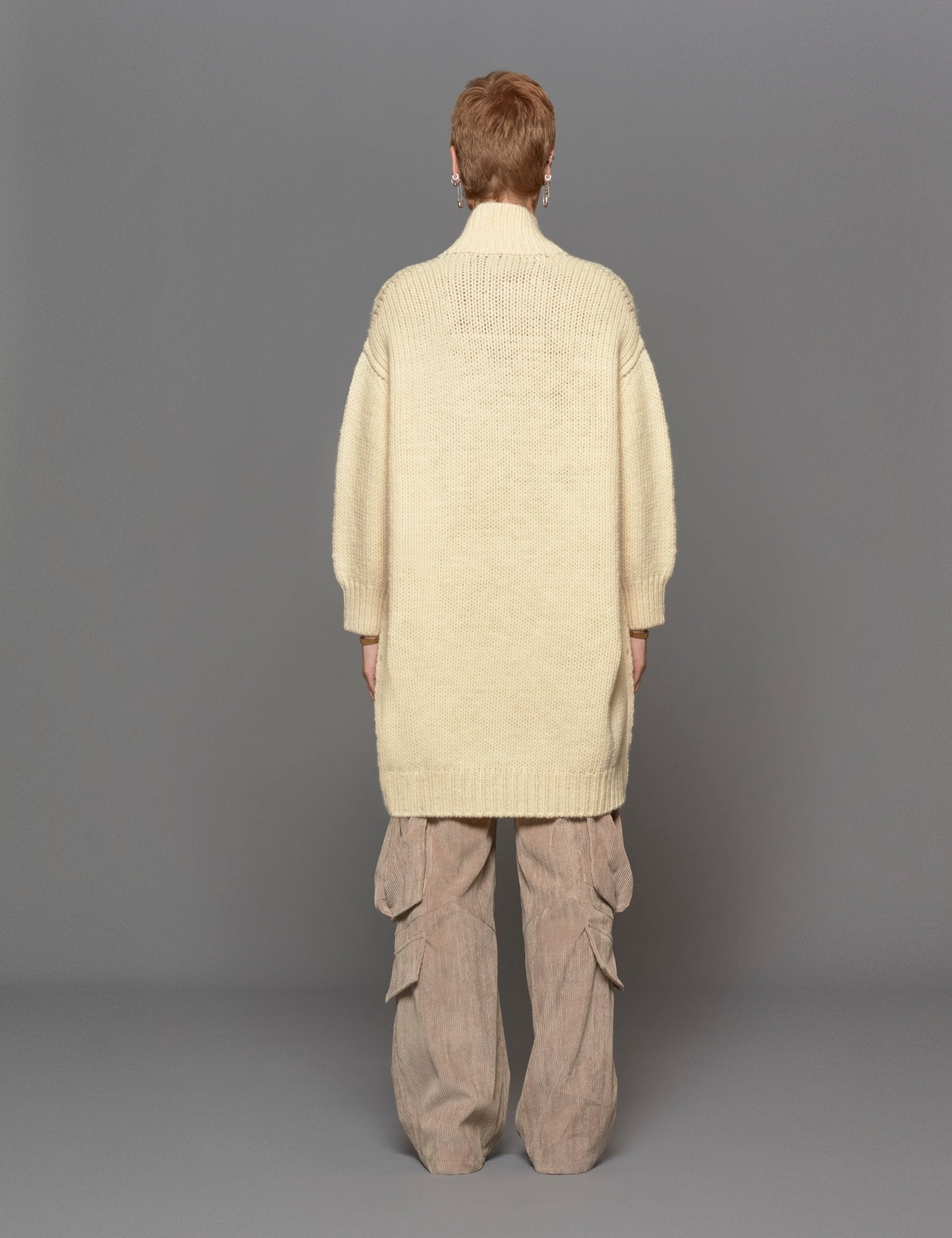 cappotto zip lana panna - Frida SRL