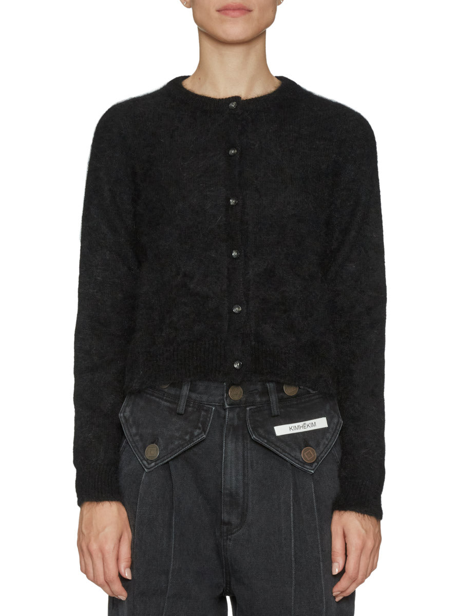 cardigan angora nero - roberto collina - cardigan