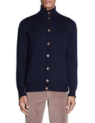 cardigan bottoni lana merinos blue black - jurta - cardigan