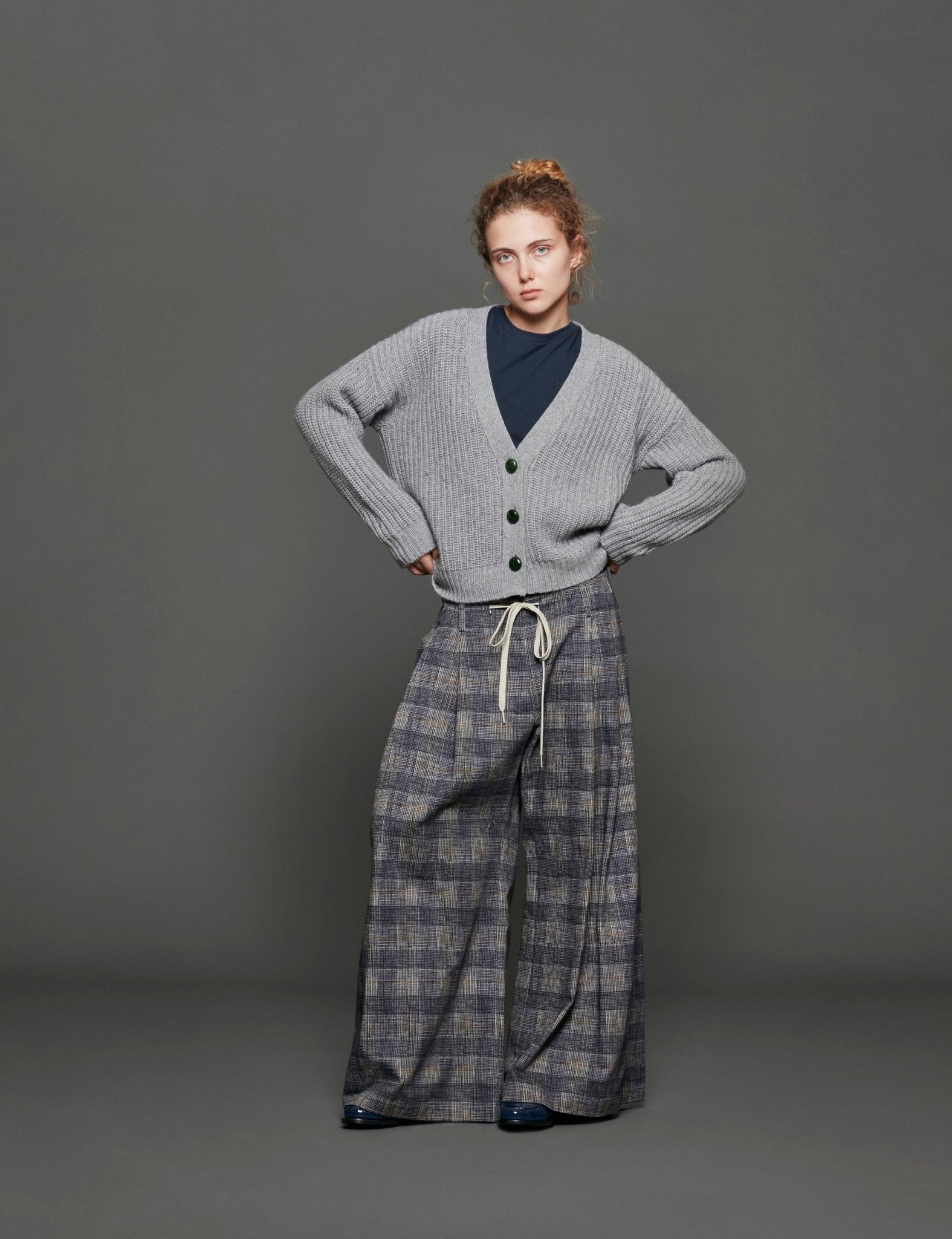 cardigan collo tilda grigio - Frida SRL