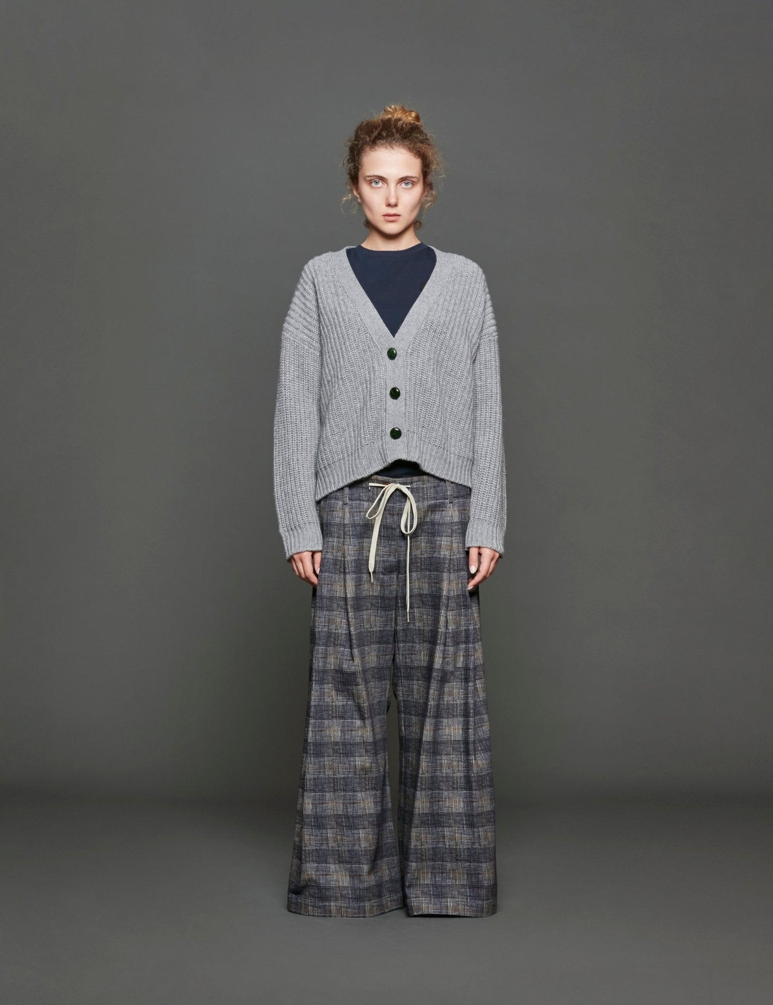 cardigan collo tilda grigio - Frida SRL