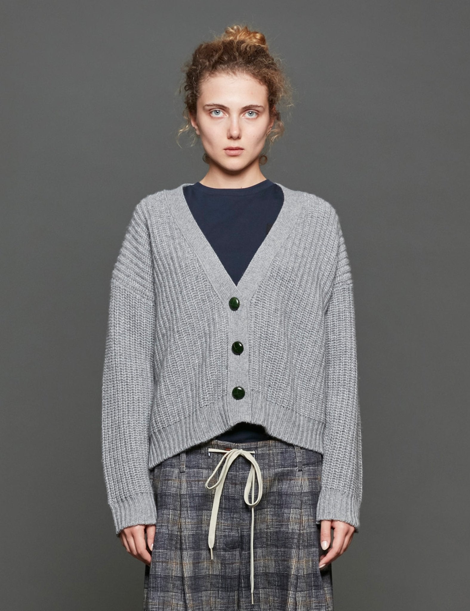 cardigan collo tilda grigio - Frida SRL