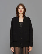 cardigan compact knitted black - rohe - cardigan