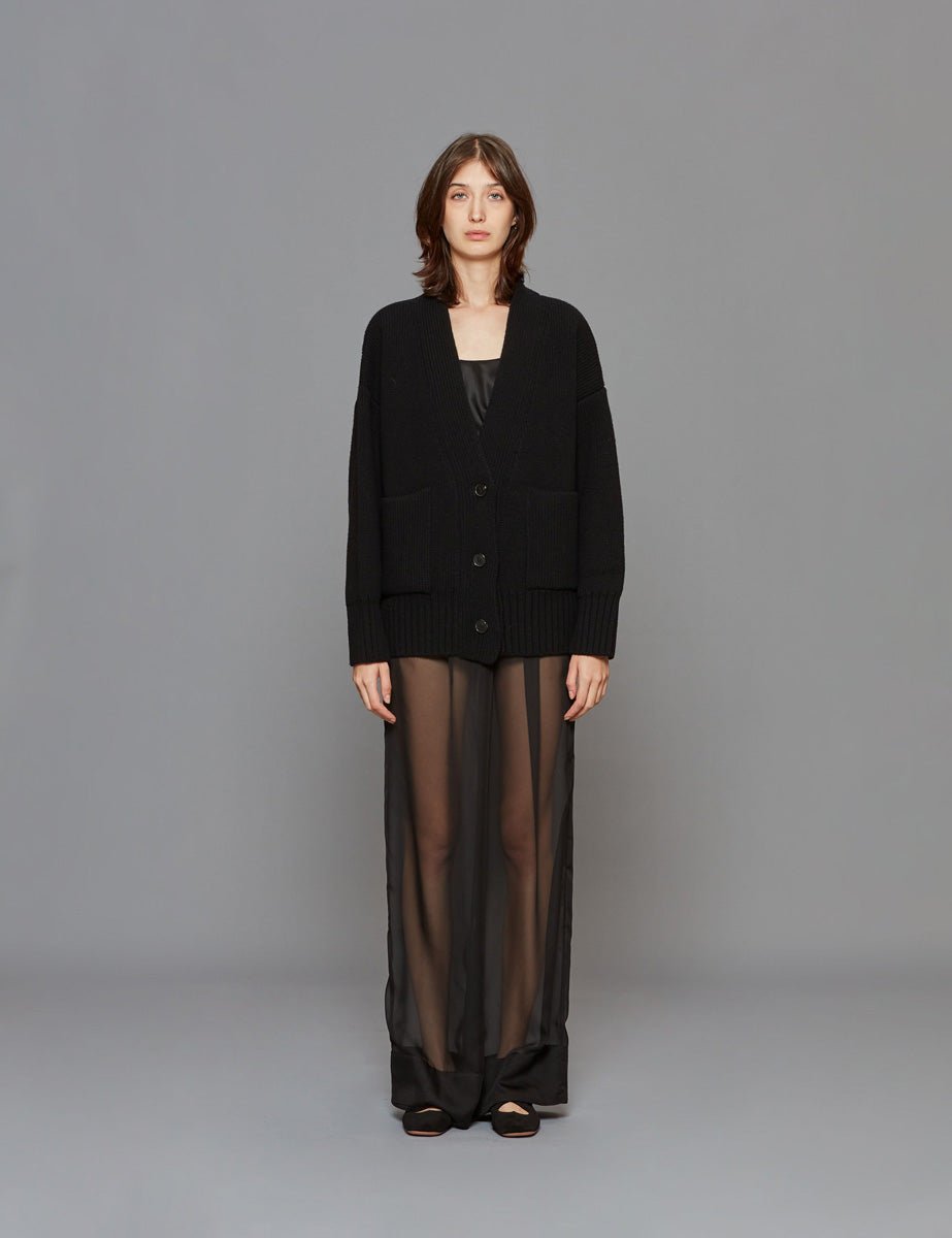 cardigan compact knitted black - rohe - cardigan