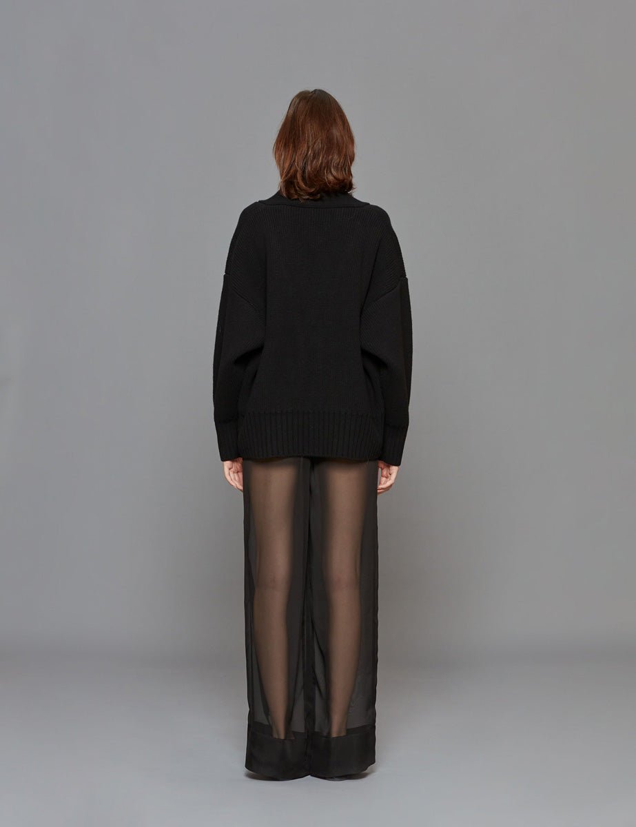 cardigan compact knitted black - rohe - cardigan