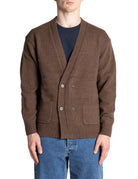 cardigan doppiopetto marrone espresso - alley docks - cardigan
