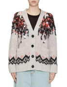 cardigan jacquard ricamo paillettes multicolor - roberto collina - cardigan