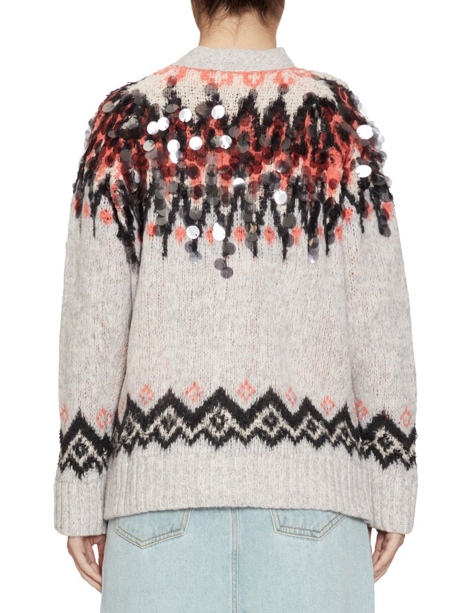 cardigan jacquard ricamo paillettes multicolor - roberto collina - cardigan