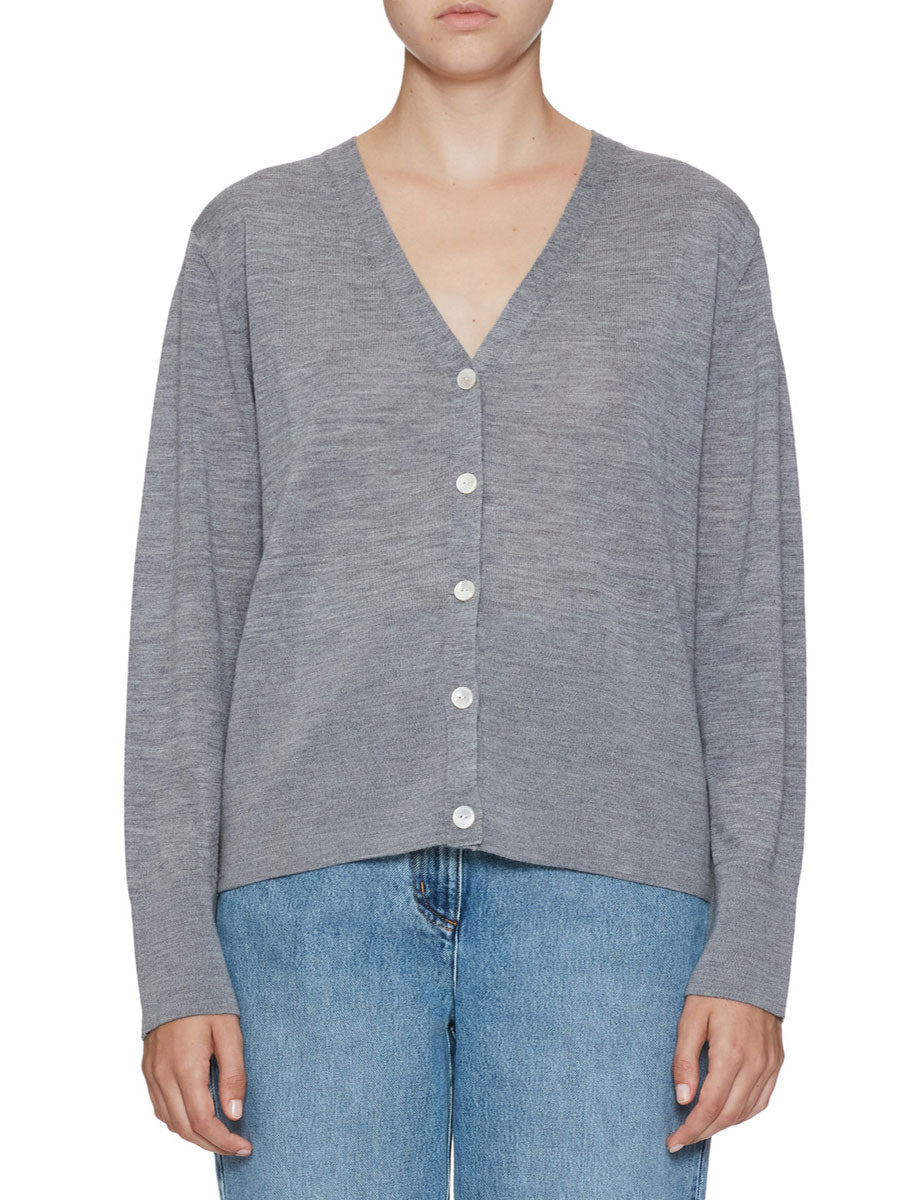 cardigan lana merino extrafine grigio - mm by max mara - cardigan