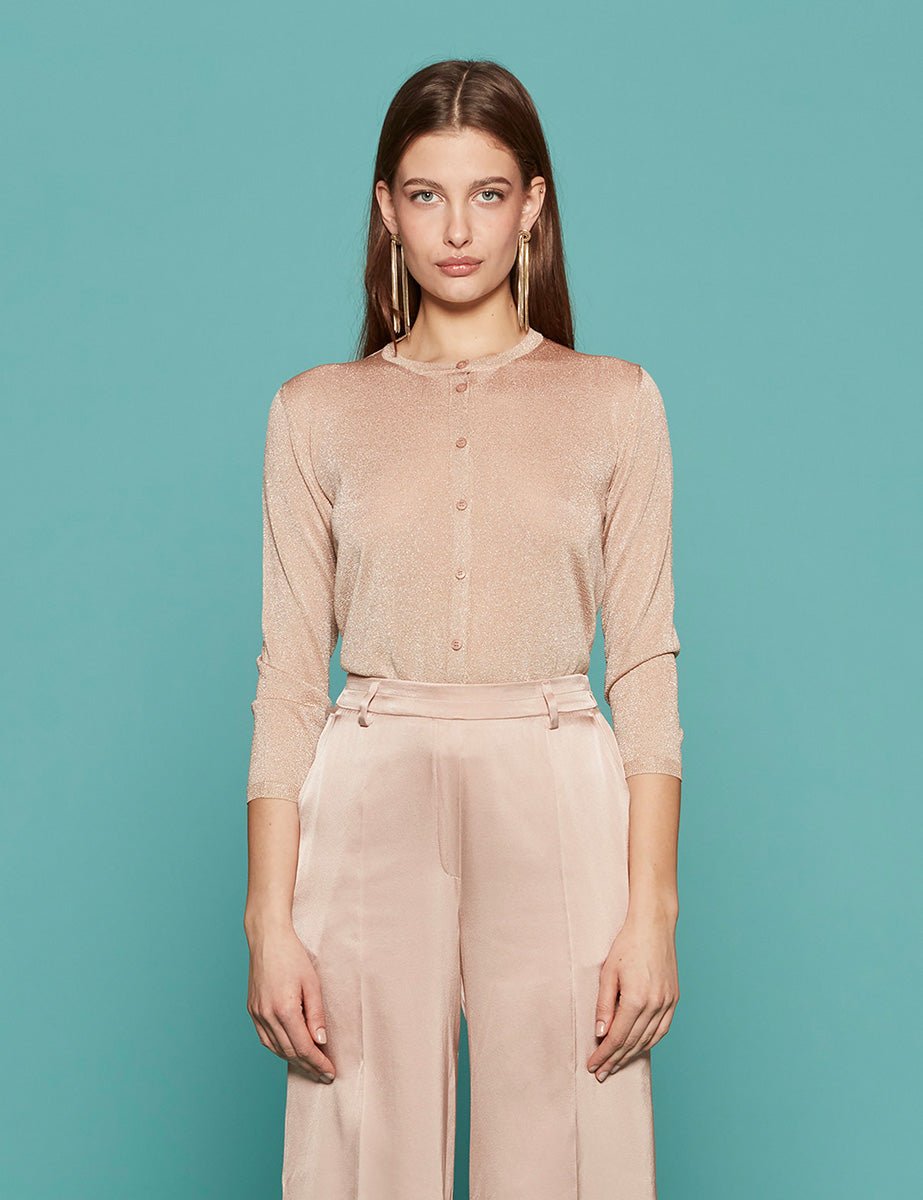 cardigan lurex cipria - roberto collina - cardigan