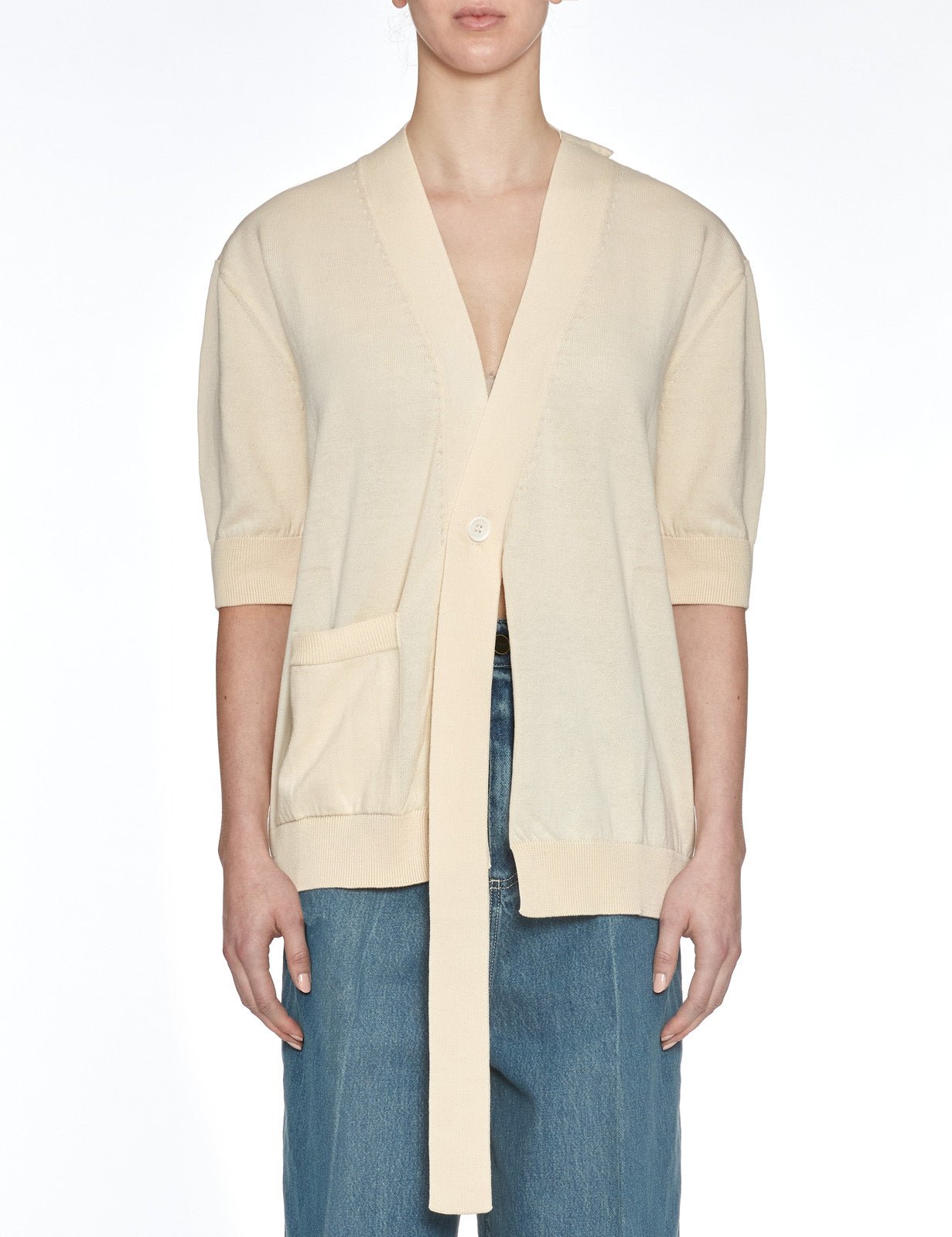 cardigan manica corta gesso - jei - o - cardigan