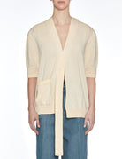 cardigan manica corta gesso - jei - o - cardigan