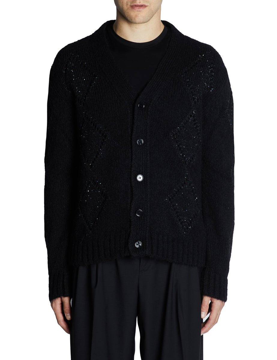 cardigan mohair rombi paillettes nero - a paper kid - cardigan