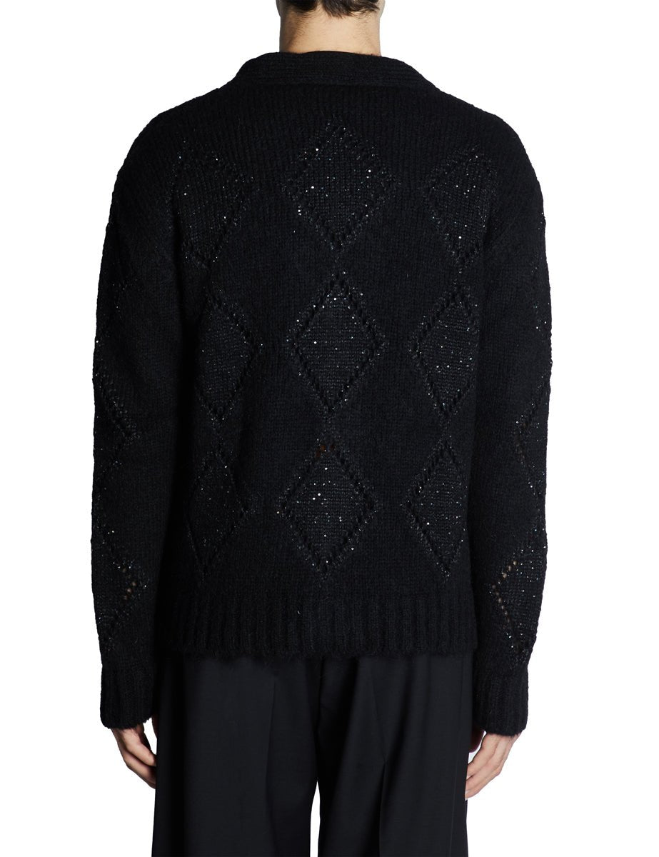 cardigan mohair rombi paillettes nero - a paper kid - cardigan