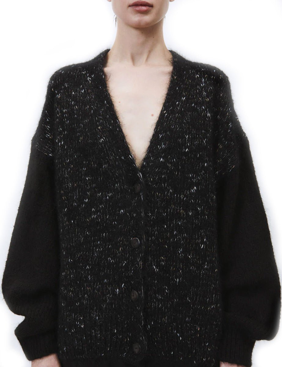 cardigan mohair soft tricot nero - alysi - cardigan