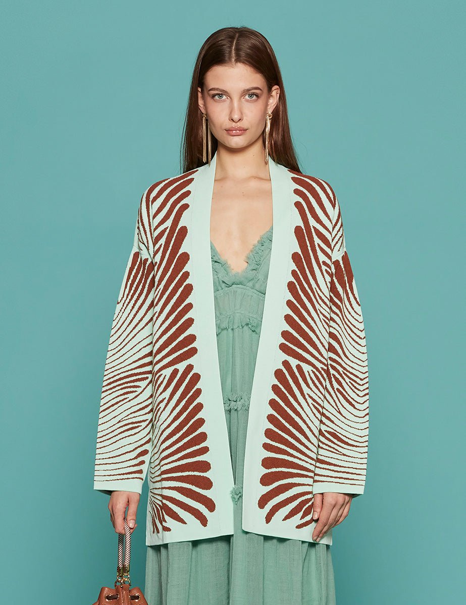 cardigan over essential jacquard boreale - forte forte - cardigan