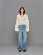 cardigan pizzo panna - rotate - cardigan