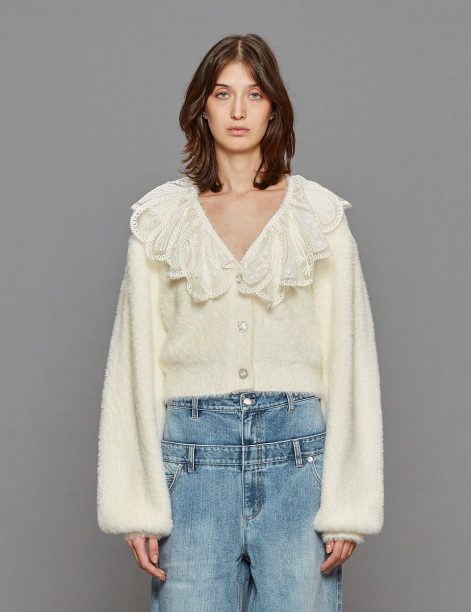 cardigan pizzo panna - rotate - cardigan