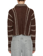 cardigan righe mohair moro bianco - Frida SRL