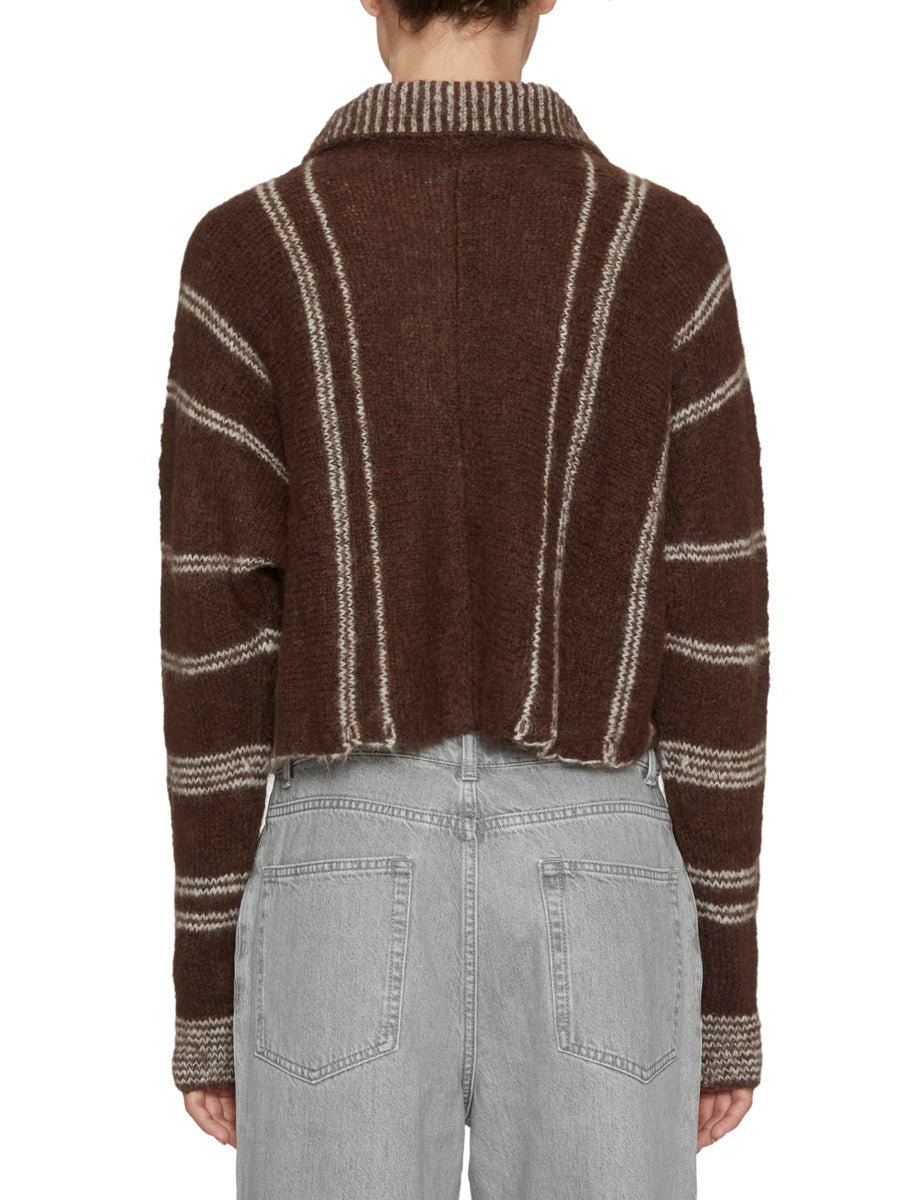 cardigan righe mohair moro bianco - Frida SRL