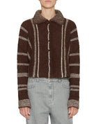 cardigan righe mohair moro bianco - Frida SRL