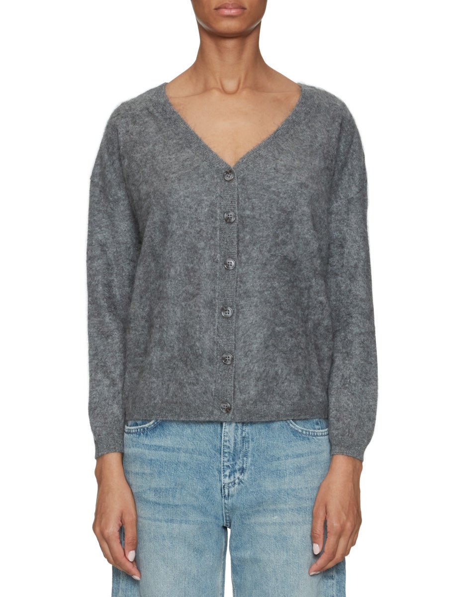 cardigan spazzolato debora grigio melange - absolut cashmere - cardigan