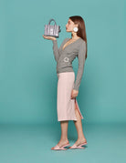 cardigan spilla gioiello grigio melange - n21 alessandro dell'acqua - cardigan