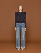 cardigan volant blu - Frida SRL