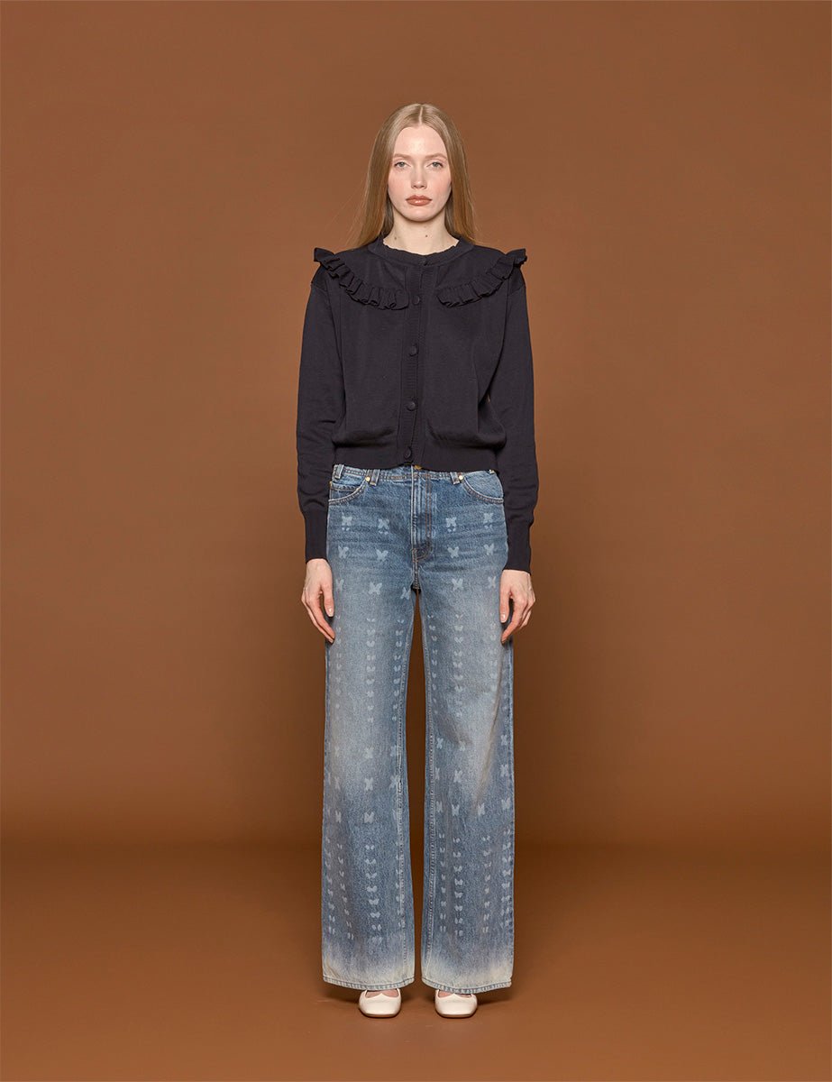 cardigan volant blu - Frida SRL