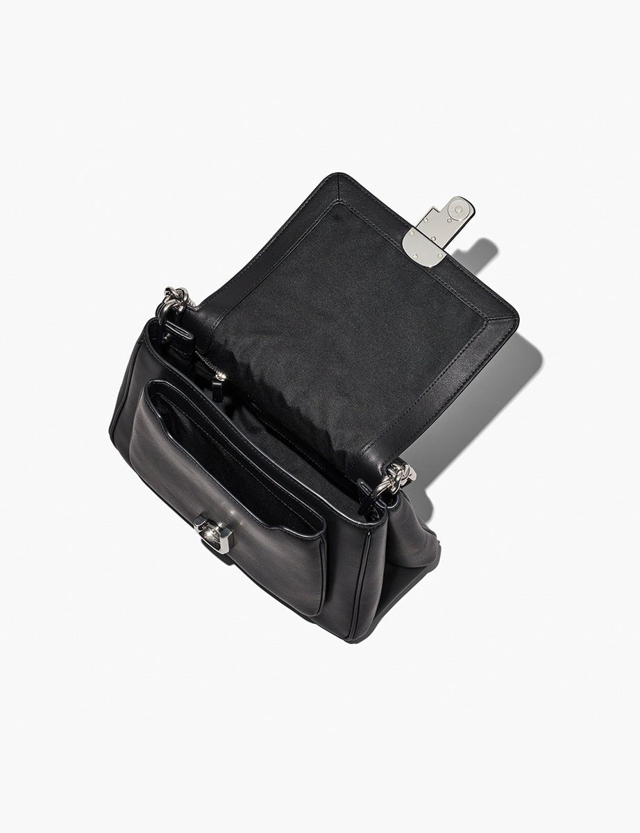 chain satchel leather black silver - Frida SRL