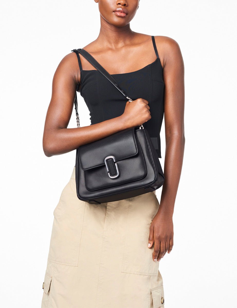 chain satchel leather black silver - Frida SRL
