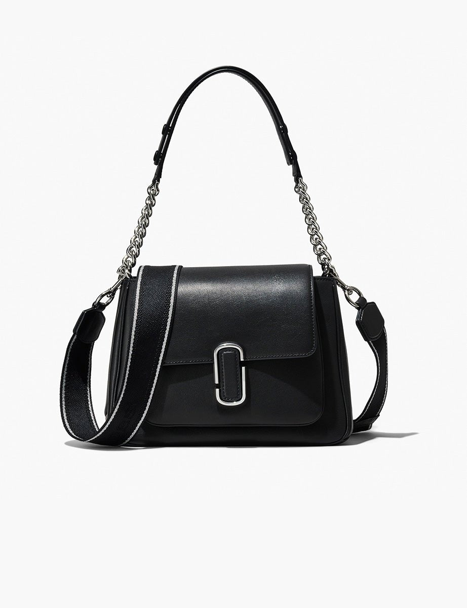 chain satchel leather black silver - Frida SRL