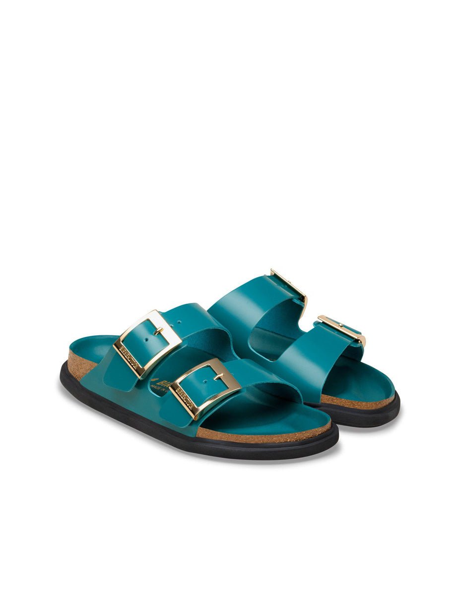 ciabatta arizona droplet shine dark teal - birkenstock - ciabatta