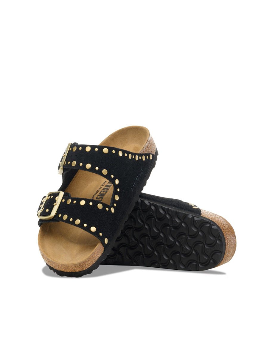 ciabatta arizona rivet suede lea black - birkenstock - ciabatta