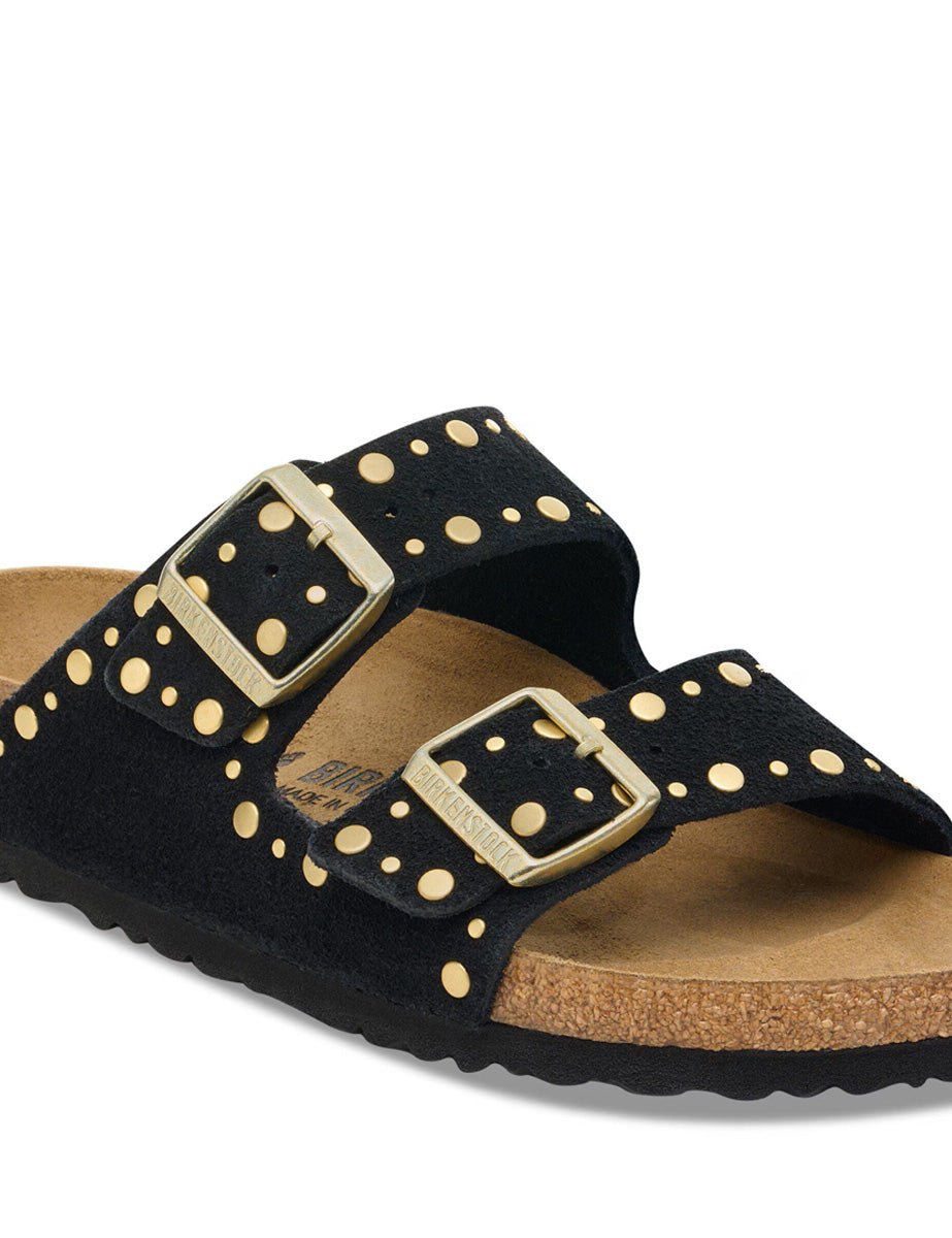 ciabatta arizona rivet suede lea black - birkenstock - ciabatta