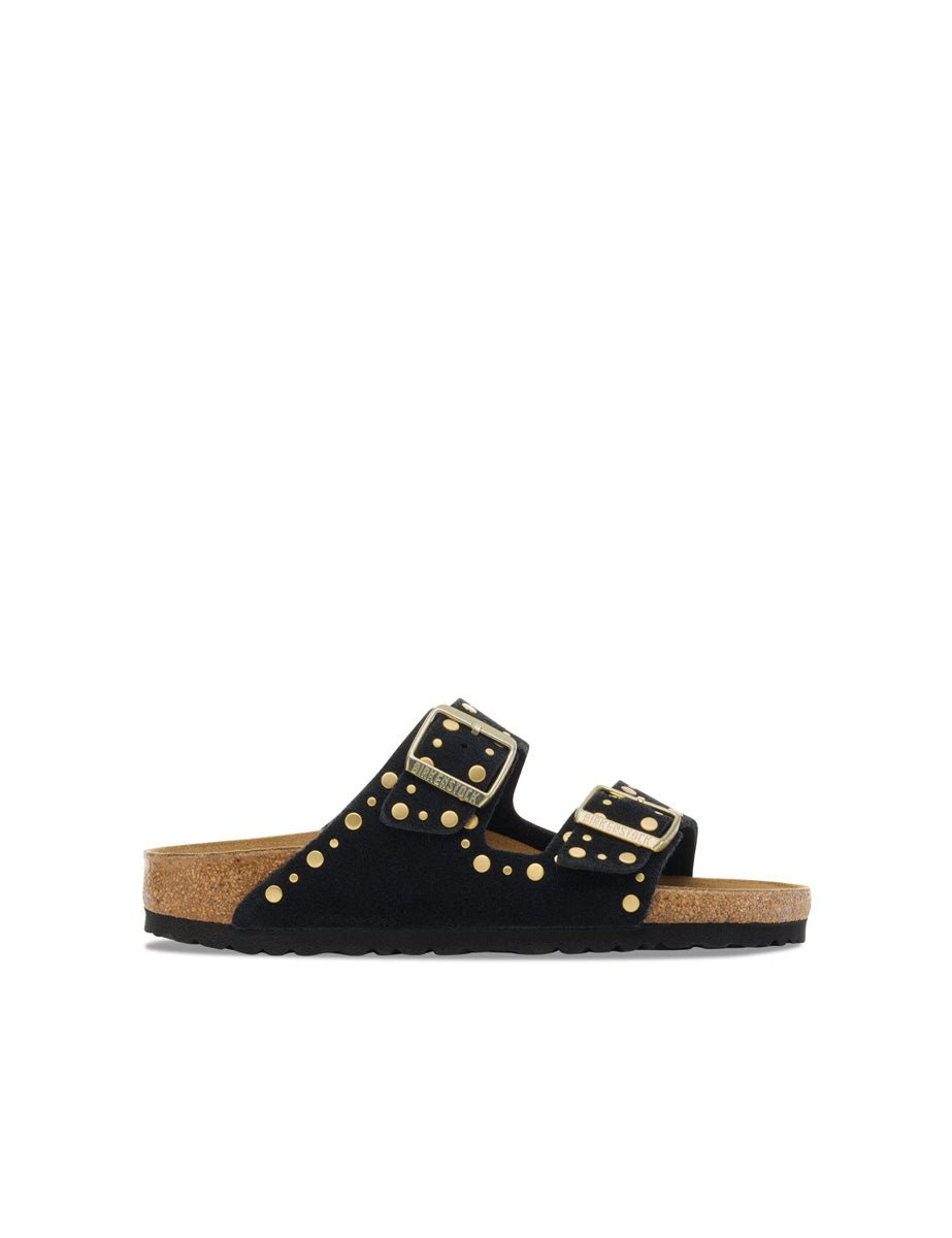 ciabatta arizona rivet suede lea black - birkenstock - ciabatta
