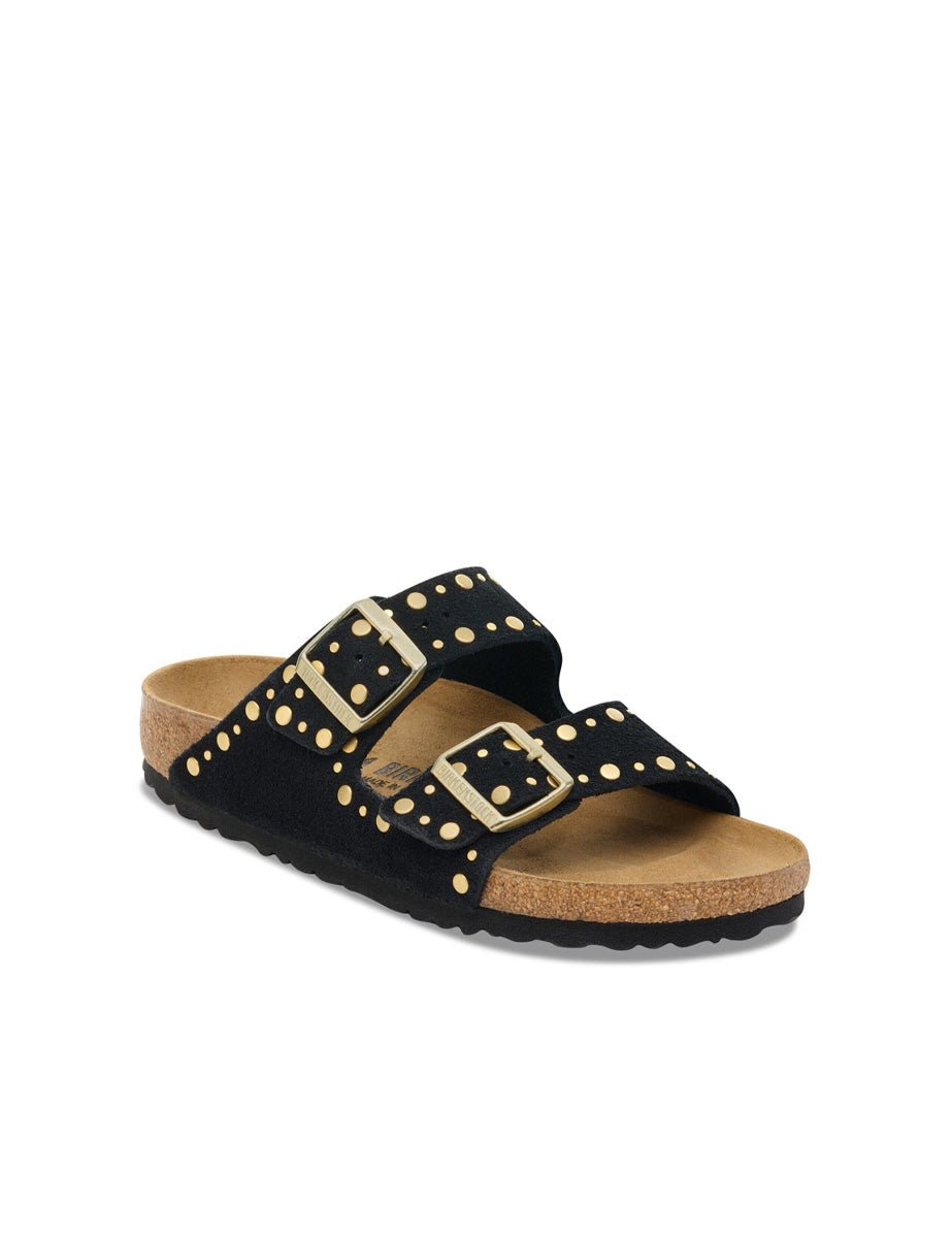 ciabatta arizona rivet suede lea black - birkenstock - ciabatta