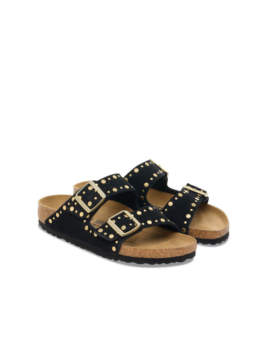 ciabatta arizona rivet suede lea black - birkenstock - ciabatta