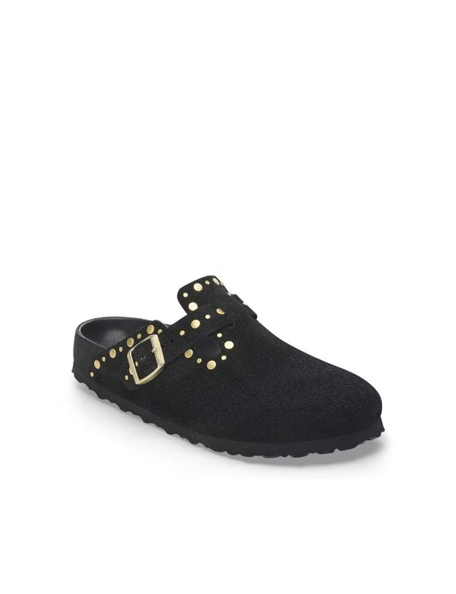 ciabatta boston rivet suede leather black - birkenstock - ciabatta