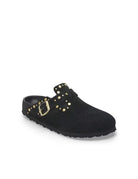 ciabatta boston rivet suede leather black - birkenstock - ciabatta